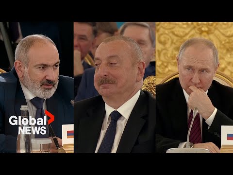 Armenia, Azerbaijan leaders argue in front of Putin at Moscow meeting