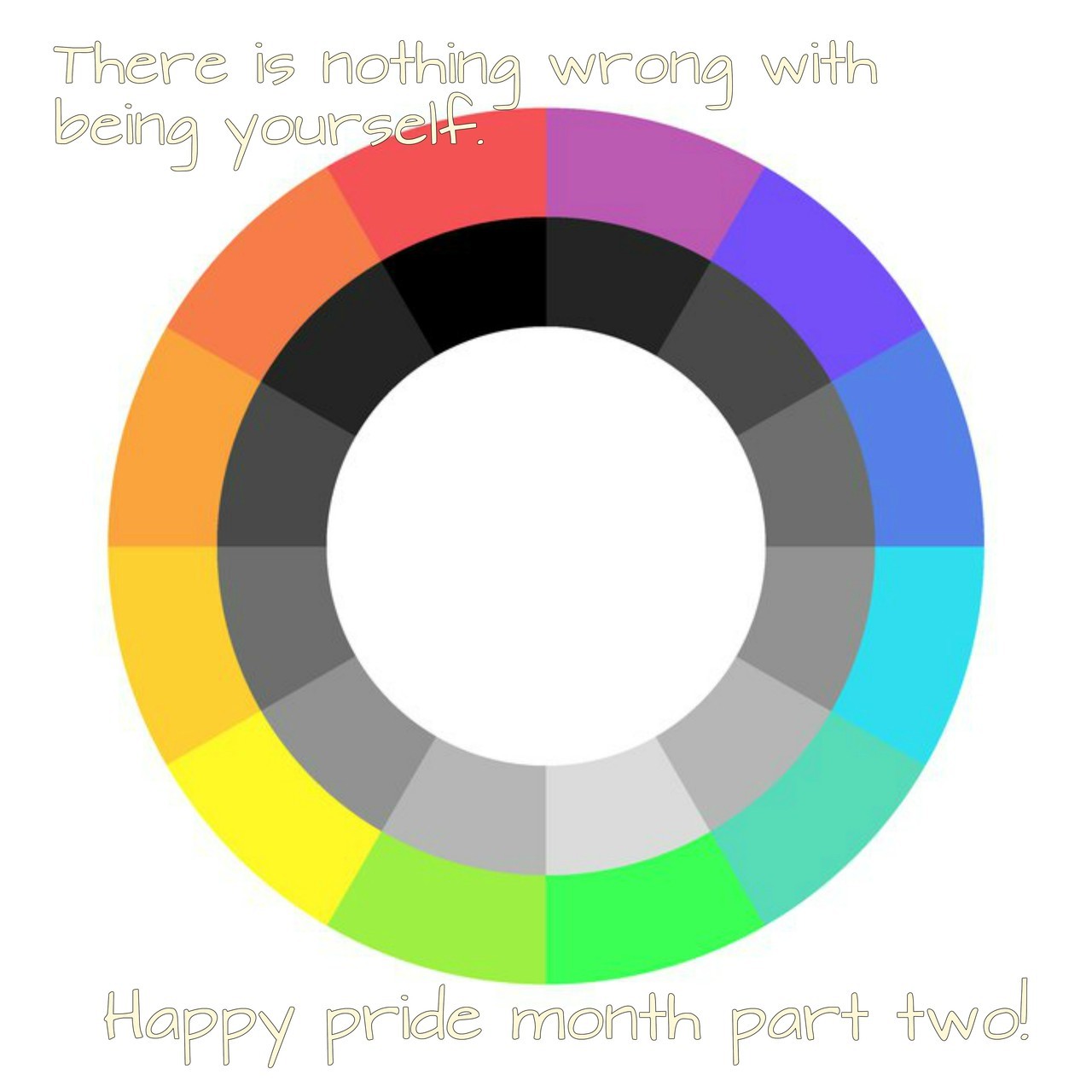 [IMAGE DESCRIPTION: A square image of the Mogai pride flag with text over it that reads ?THERE IS NOTHING WRONG WITH BEING YOURSELF. HAPPY PRIDE MONTH PART TWO!? on it. End description]