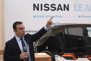 Nissan Renault CEO Carlos Ghosn visited Norway to launch the new Nissan LEAF