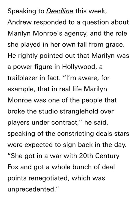 r/Fauxmoi - Andrew Dominik, director of the movie Blonde, share his view point on Marilyn Monroe's agency and legacy