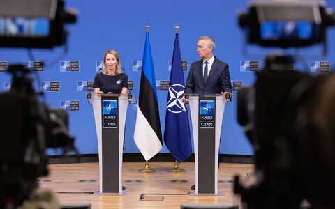 Kaja Kallas and Jens Stoltenburg in Brussels on June 28, 2023.