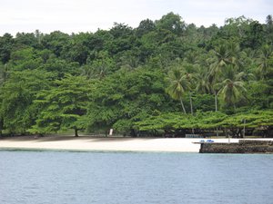 The white sandy beach of Isla Reta resort in Talicud, Samal Island, Philippines on April 25, 2009.