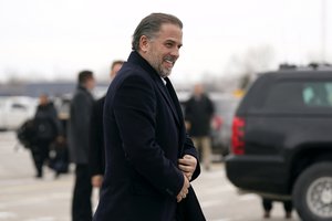 Hunter Biden, son of President Joe Biden, boards Air Force One with the president, Saturday, Feb. 4, 2023