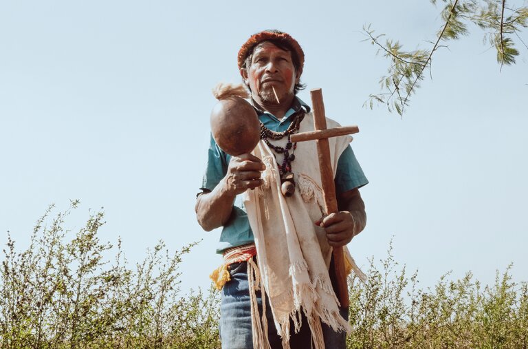 Valdomiro Osvaldo Aquino, a Guarani-Kaiowá leader, in Mato Grosso do Sul.