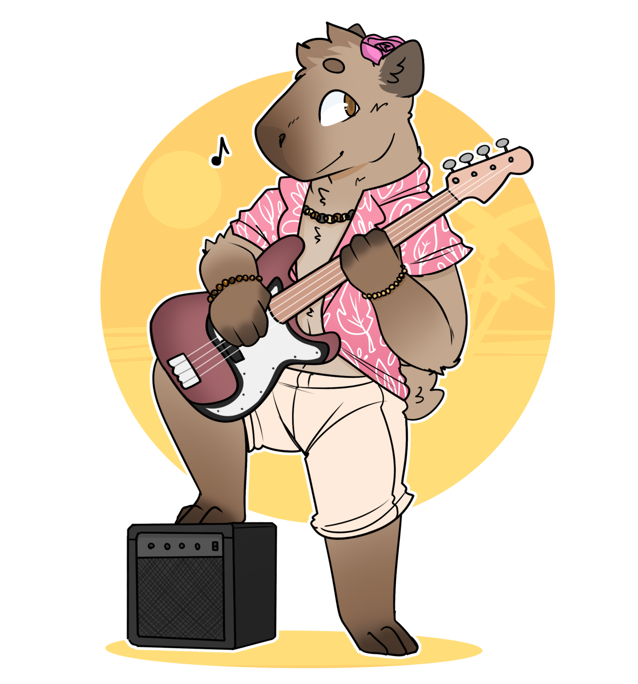 nicopossum:
“ chibi capybara ready to play some summer tunes!! 🌴✨
”