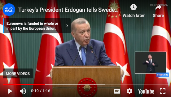 Turkey’s President Erdogan Says Swedish NATO Application out of Question after Qur’an burning in Stockholm