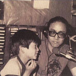 Black and White Picture of Equipto and Art Sato in KPFA studio