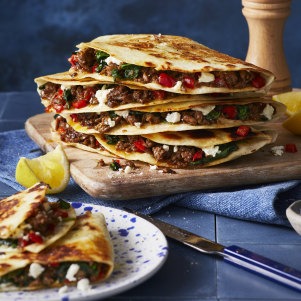 Use store-bough tortillas to get lamb gozleme on the table in 30 minutes.