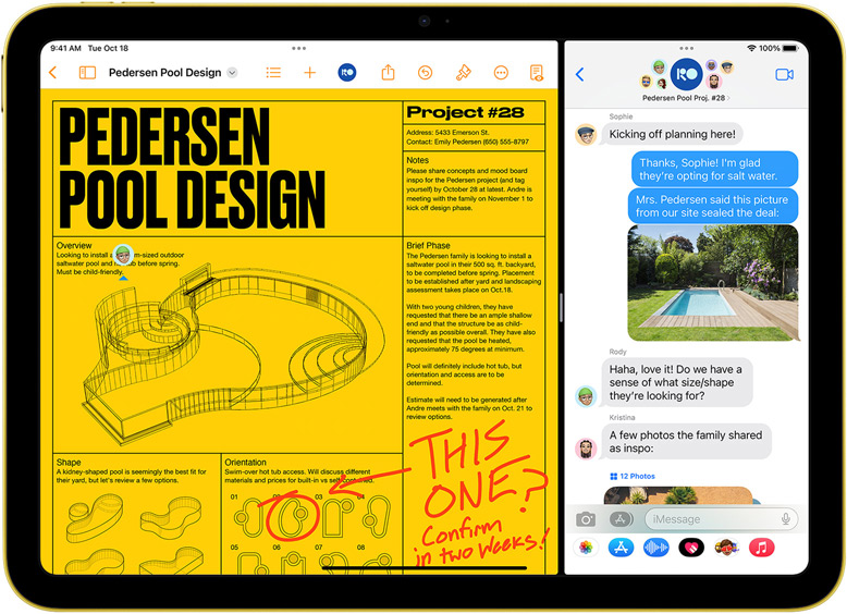 Split View of Pages and Messages on iPad