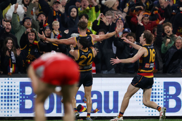 Ben Keays was celebrating after thinking he had kicked the match winning goal only to realise play had continued.