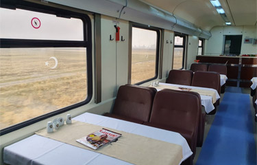 Restaurant car on Turkish train