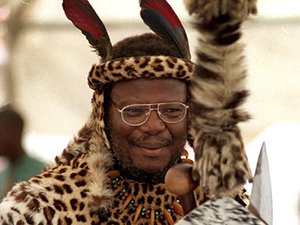 Controversial South African politician and traditional minister of South Africa's large Zulu ethnic group, Prince Mangosuthu Buthelezi, in traditional dress March 26, 2009. Buthelezi has died at the age of 95, South African President Cyril Ramaphosa announced on Saturday, Sept. 9, 2023.