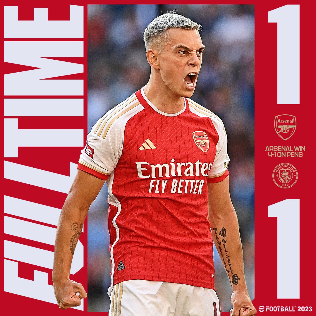 Full Time: Arsenal 1-1 Manchester City (Arsenal win 4-1 on pens)