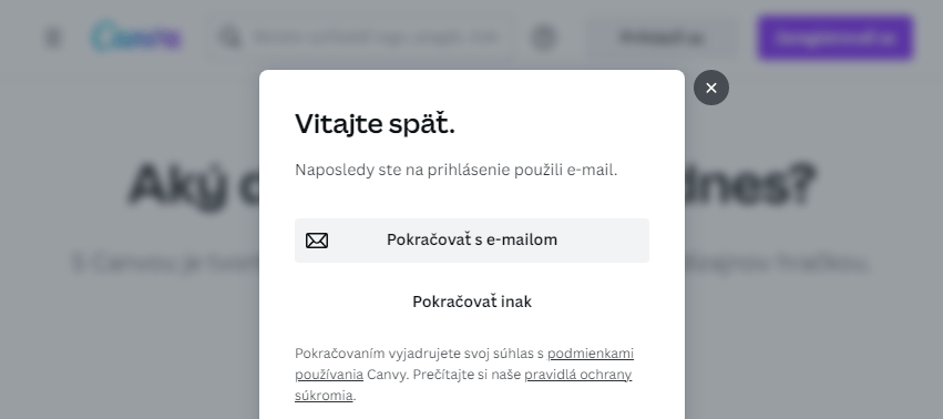 Canva registrace 2