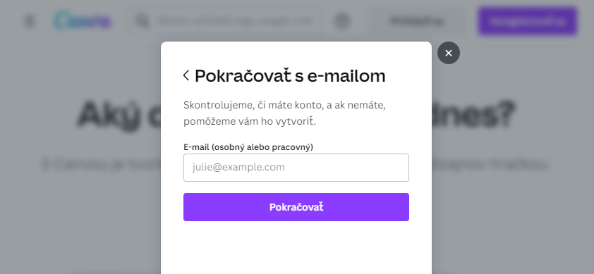 Canva registrace 3