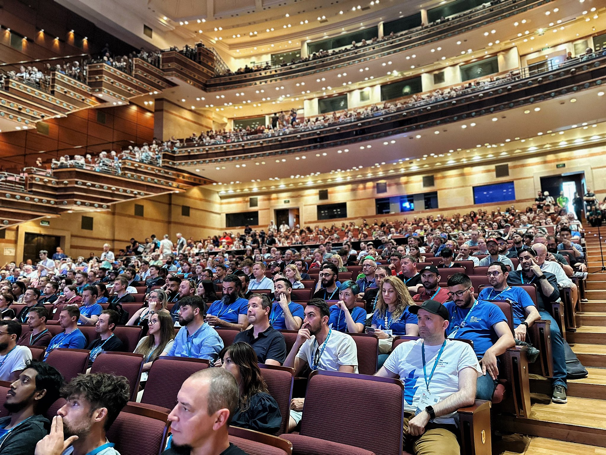 The crowd watching the keynote at WCEU 2023