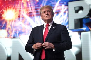 Donald Trump speaking with attendees at the "Rally to Protect Our Elections" in Phoenix, Arizona