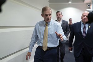 Jim Jordan, R-Ohio, chairman of the House Judiciary Committee leaves the Republican caucus meeting