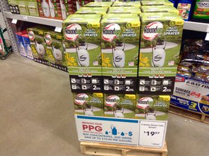 File - Monsanto glyphosate-based Roundup multi purpose sprayer on stand in a store