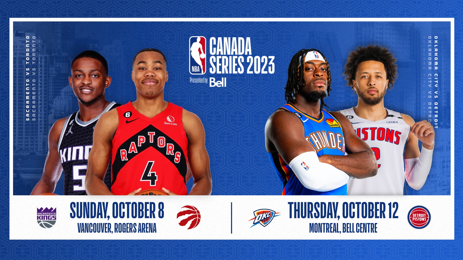 Raptors, Kings, Pistons and Thunder headline 9th NBA Canada Series