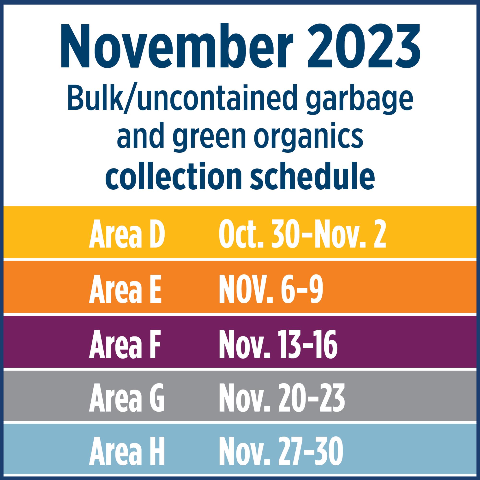 November Bulk Trash Schedule