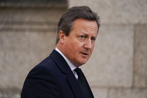 Britain's former Prime Minister David Cameron arrives at Westminster Cathedral