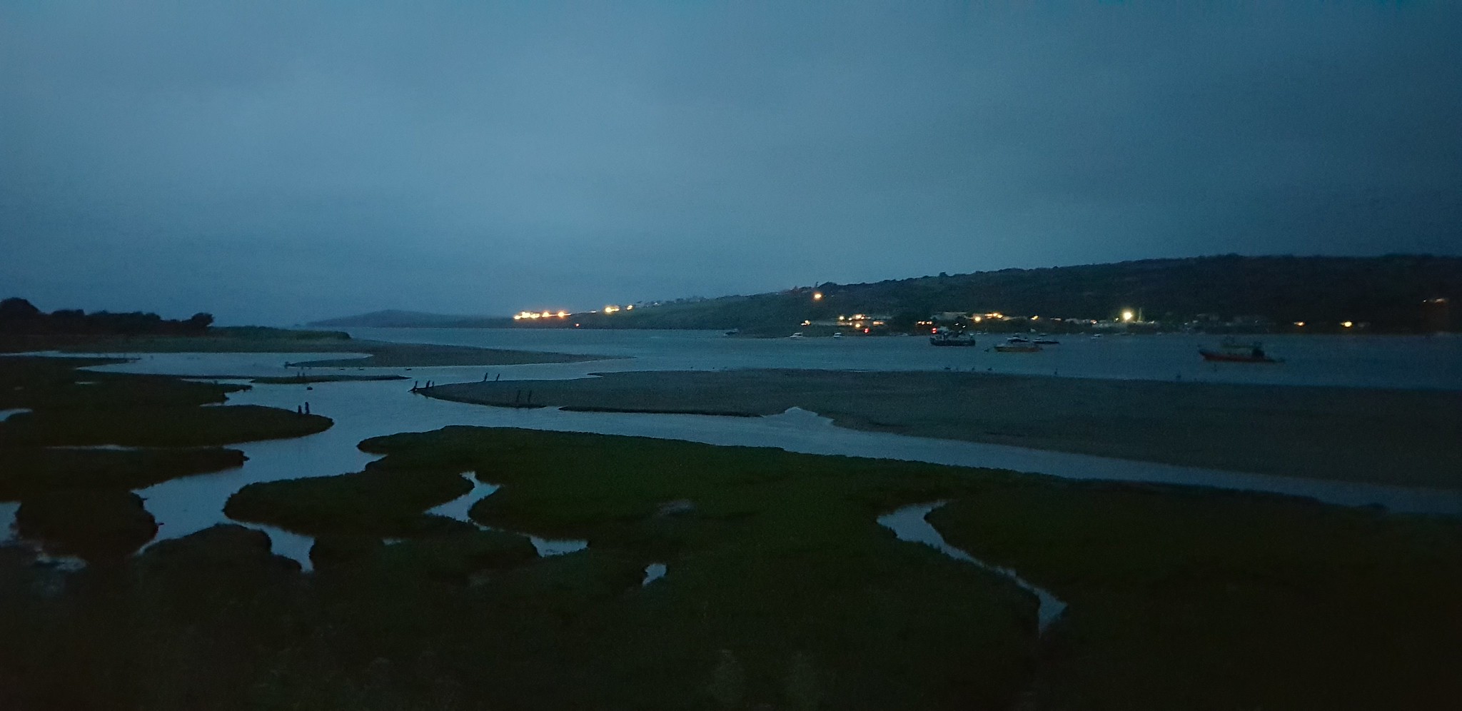 Salt marsh at St Dogmael's, low tide, dusk