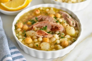 Moghrabieh, Lebanese Chicken Couscous Soup