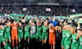 Hammarby celebreate winning the Swedish title after beating Norrköping on the last day of the season