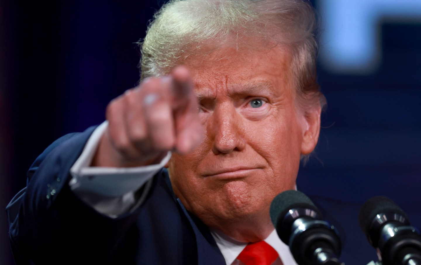 Donald Trump gestures during the Florida Freedom Summit at the Gaylord Palms Resort on November 4, 2023, in Kissimmee, Fla.
