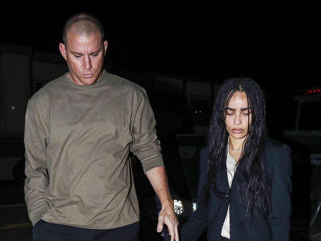 Zoë Kravitz Spices Up Her Date-Night Look With Satin Purple Flats