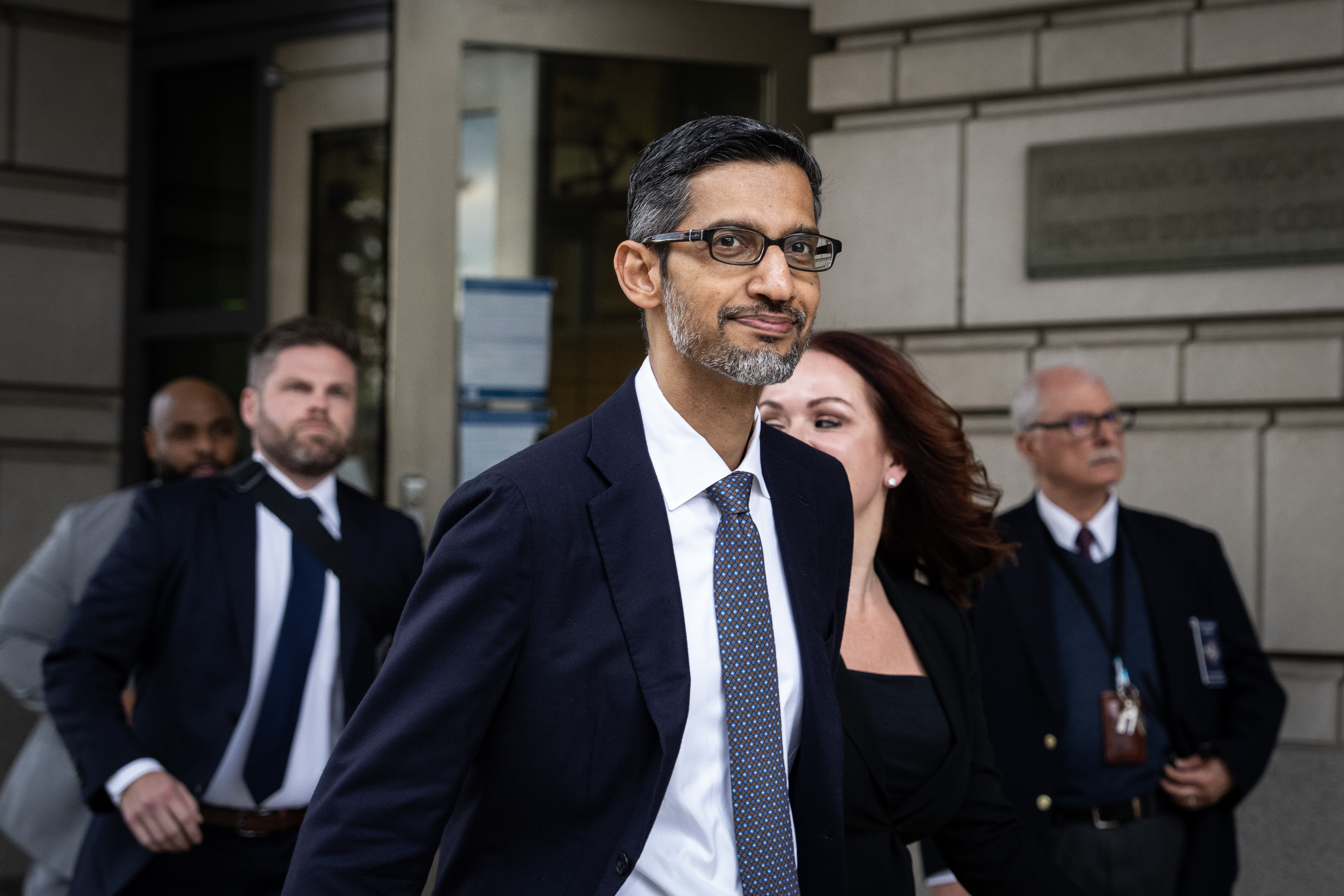 Google CEO Sundar Pichai outside of court.