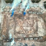 Israeli tanks carve a Star of David into a field in Gaza during Israel's ongoing ground invasion of Gaza. This photo was shared by Daniel Hagari on the @IDFSpokesperson X/Twitter account on November 17, 2023.