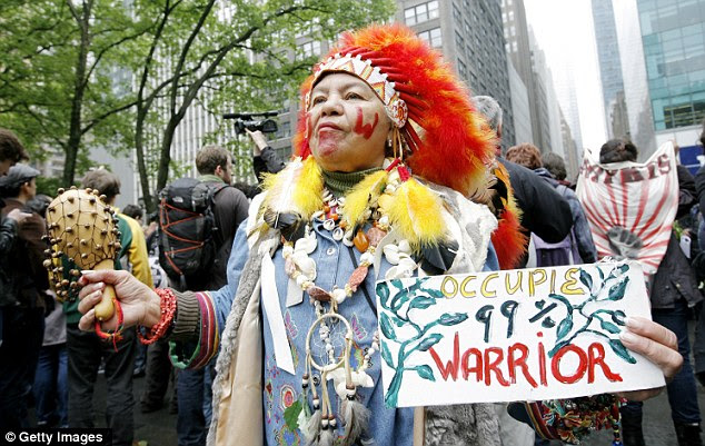 Devoted: Evelyn Talarico, from Puerto Rico but now living in Brooklyn, joins hundreds of protesters in Bryant Park