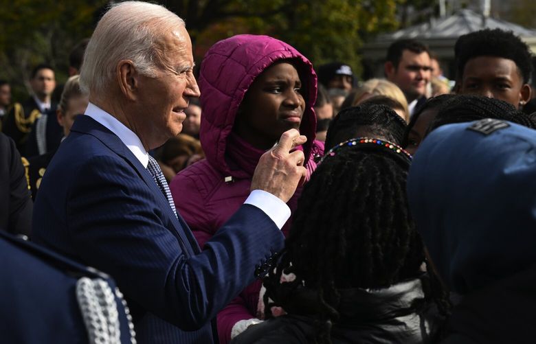 President Joe Biden responds Monday when asked about a potential deal in the Israel-Gaza conflict. In the Middle East, many people blame the United States for the devastation in Gaza since Oct. 7. MUST CREDIT: Matt McClain/The Washington Post