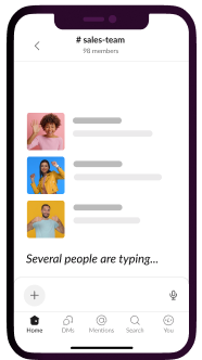 Team members discussing work in a channel in the Slack mobile app