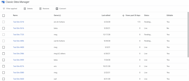 Using the classic sites manager, you can bulk convert classic sites to new sites.