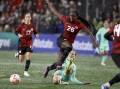 Simi Awujo (26) was one of four Canadian goalscorers in the 5-0 thrashing of the Matildas. (AP PHOTO)