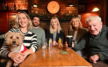 The cast and crew: Martin McManus, Aoife Teague, Una Burns, Alex Middlemass, Meagan Burns and Missy the dog