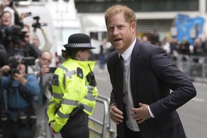 Prince Harry arrives at the High Court in London, Tuesday, June 6, 2023. Prince Harry is due at a London court to testify against a tabloid publisher he accuses of phone hacking and other unlawful snooping.