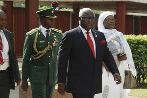 File - Sierra Leone President Ernest Bai Koroma arrive for ECOWAS Heads of State and Government summit in Abuja, Nigeria, Saturday, Dec. 17, 2016.