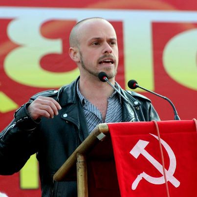 Liam Wright, participant in the Kasama project,  speaking at the opening of the national congress of Communist Party of Nepal-Maoist