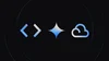 < > symbols, a Gemini spark and a Google Cloud icon