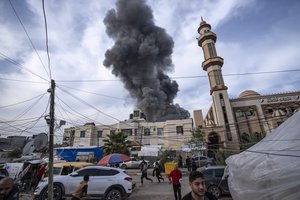 Smoke rises following an Israeli bombardment on Rafah, southern Gaza Strip, Wednesday, Dec. 20, 2023.