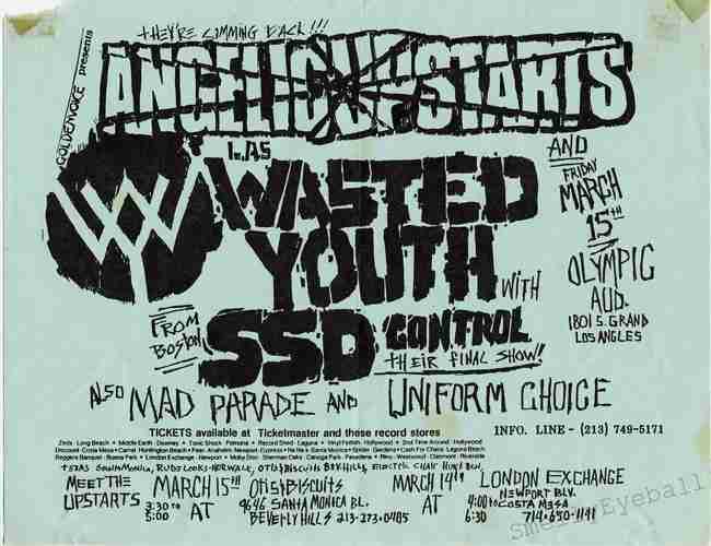 Angelic Upstarts, Wasted Youth at the Olympic Auditorium on March 15, 1985