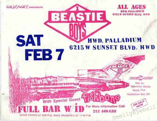 Beastie Boys with Fishbone at the Hollywood Palladium on Saturday, February 7, 1987