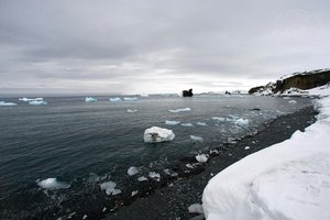 File - Aerial View of Melting Glaciers in Antactica. The UN The Secretary-General traveled to Antarctica to see the effects of climate change on melting glaciers.