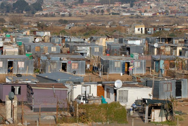 A squatter settlement on the outskirts of Kliptown in the Soweto township