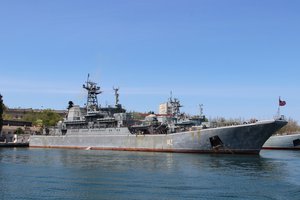 File - Russian warship Novocherkassk in the port city Sevastopol, Russia, 2015