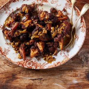 Fried cauliflower with caramelised onion, currants and pine nuts from Rumi by Joseph Abboud.